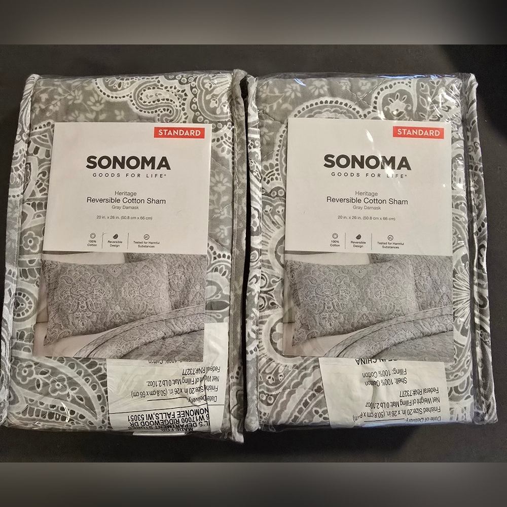 Sonoma Elegant Gray Cotton Standard Sham Set